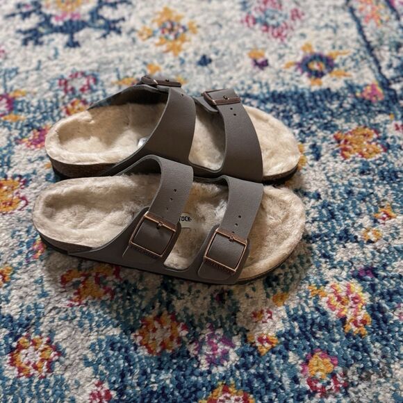 Birkenstock Women's Arizona Shearling Suede Sandals Size 36 New In Box - Picture 6 of 13